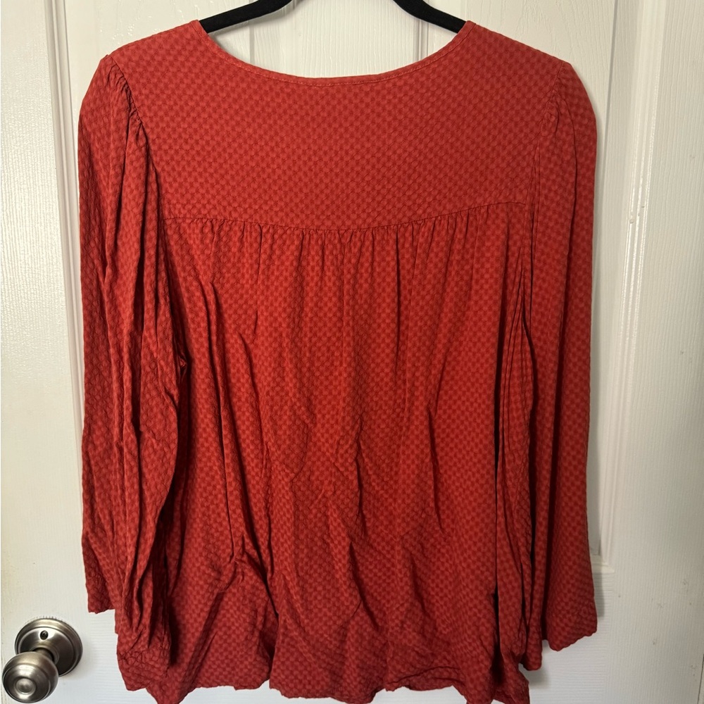 Universal Thread Red Blouse with Button Front - Picture 3 of 3